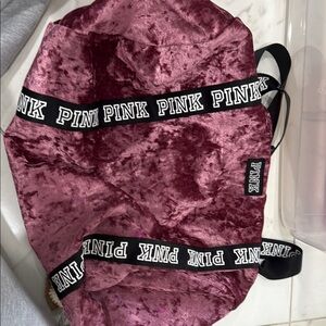 PINK Victoria's Secret Velvet Travel Bag - Burgundy and Black